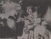 unknow artist drottning victoria och prins albert med sitt barn prins arthur 1851 painting